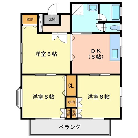 津田一丁目 徒歩3分 2階の物件間取画像